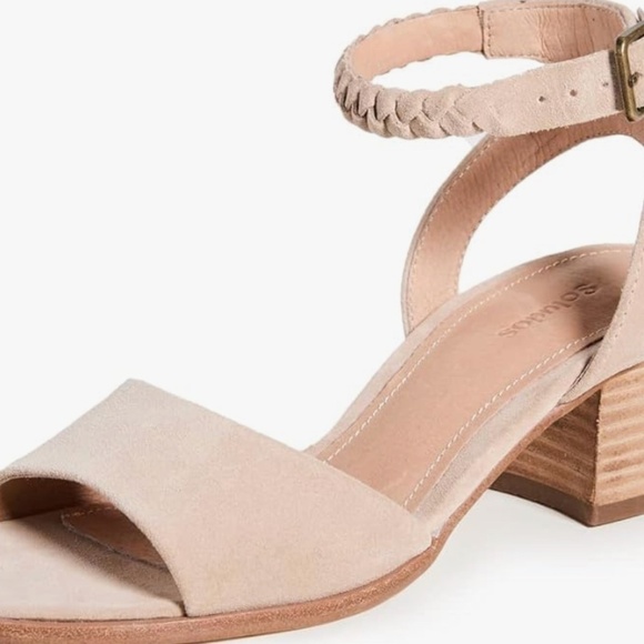 Soludos Women's Lucia Mid heel Sandal‎ Sand Leather Suede Wedding Cocktail Party - Picture 1 of 11